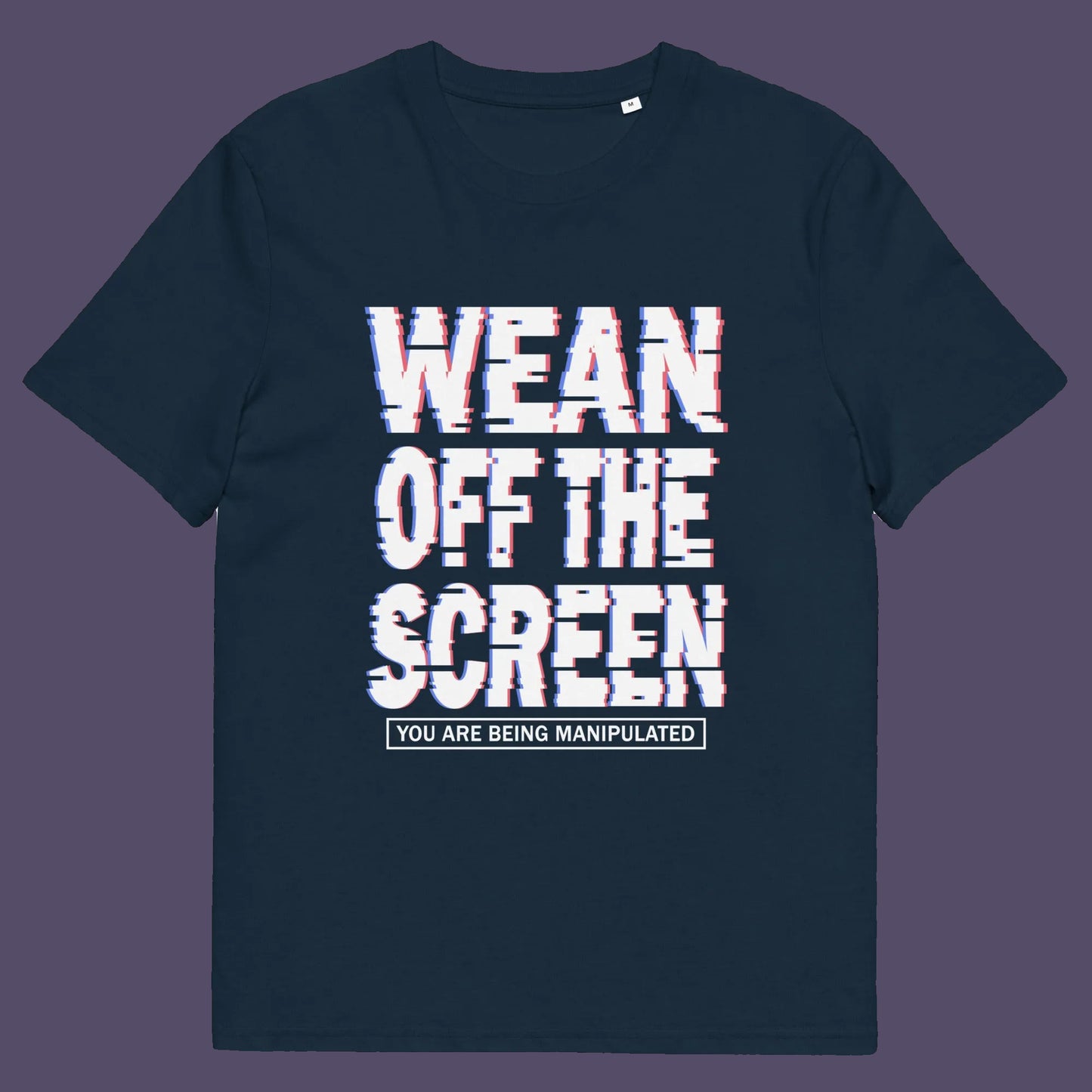 French navy t shirt. This media based conspiracy theory t-shirt suggests there is more to digital media and entertainment than meets the eye. An anti mobile abuse slogan in a unique design to increase social awareness of too much screen time. Made from 100% organic ring-spun cotton, this conspiracy theory t-shirt is unisex, high-quality, super comfy, and best of all, eco-friendly.