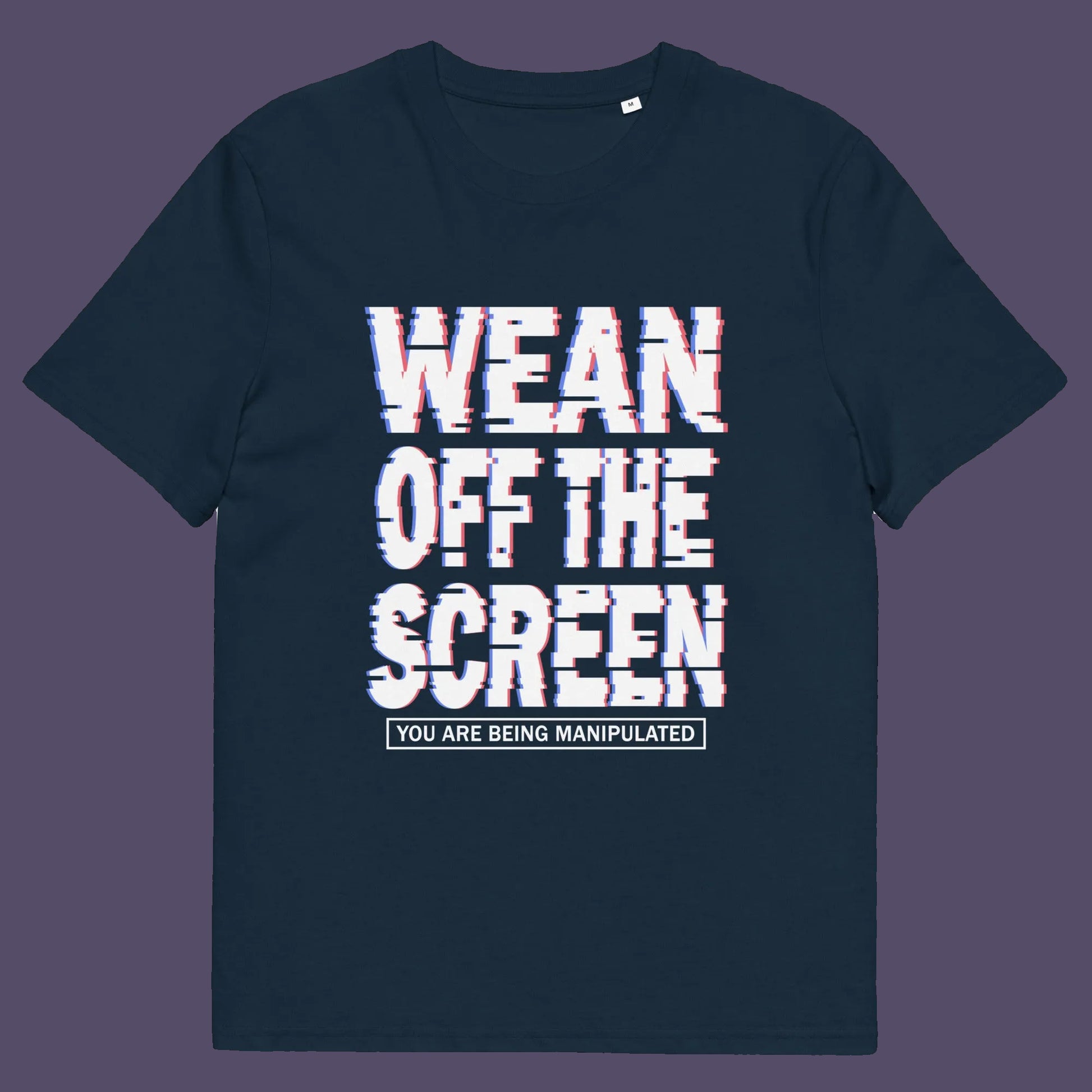 French navy t shirt. This media based conspiracy theory t-shirt suggests there is more to digital media and entertainment than meets the eye. An anti mobile abuse slogan in a unique design to increase social awareness of too much screen time. Made from 100% organic ring-spun cotton, this conspiracy theory t-shirt is unisex, high-quality, super comfy, and best of all, eco-friendly.