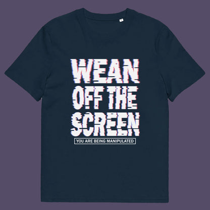 French navy t shirt. This media based conspiracy theory t-shirt suggests there is more to digital media and entertainment than meets the eye. An anti mobile abuse slogan in a unique design to increase social awareness of too much screen time. Made from 100% organic ring-spun cotton, this conspiracy theory t-shirt is unisex, high-quality, super comfy, and best of all, eco-friendly.