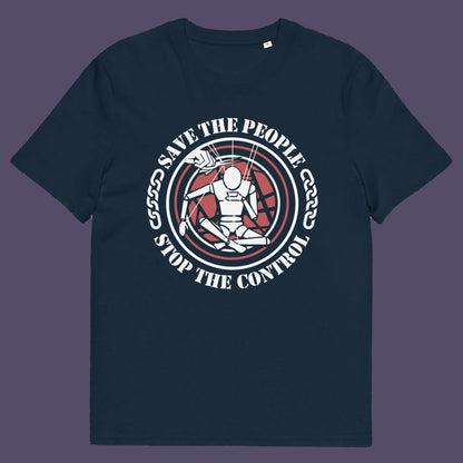 French navy t shirt. This civil rights t shirt carries an anti-dictatorship message and encourages independent thought and social awareness. A unique design promoting freedom of choice and a less controlling government. Made from 100% organic ring-spun cotton, this civil liberties t shirt is unisex, high-quality, super comfy, and best of all, eco-friendly.