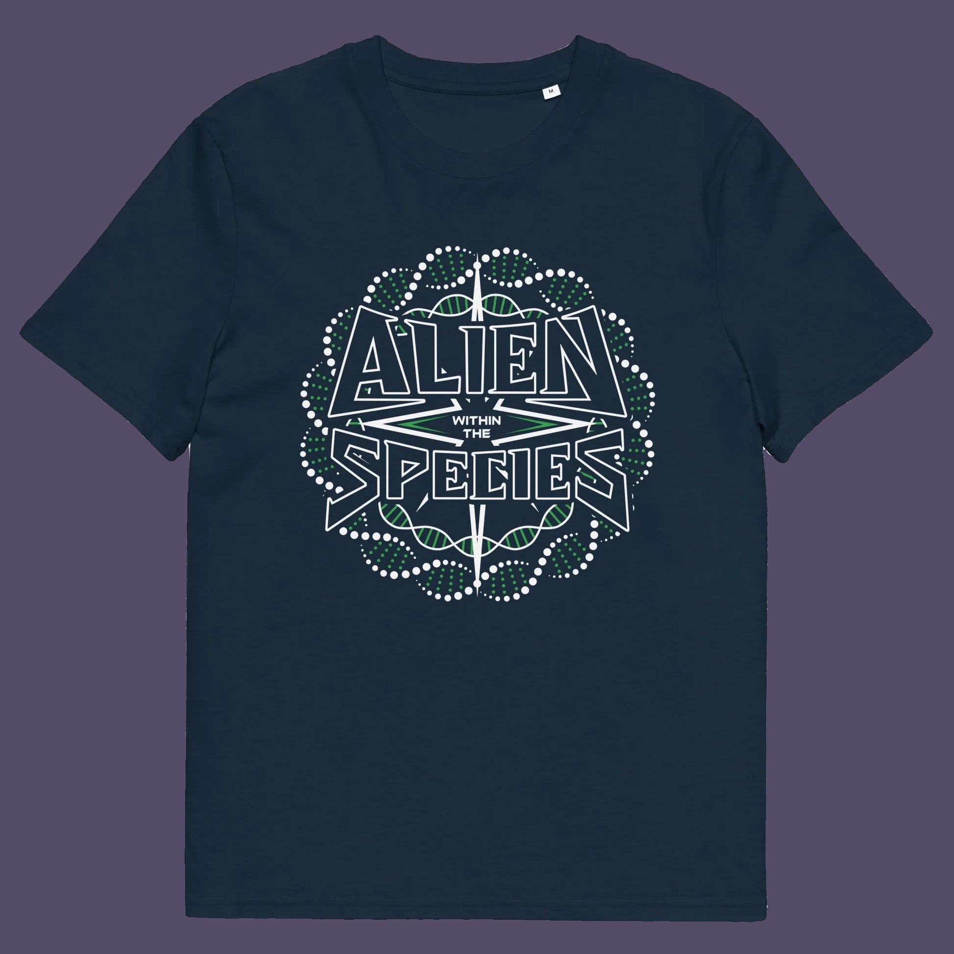 French navy t shirt. This non conformist t shirt expands the use of the word 'Alien'. This design is ideal for everyone that feels they don't truly relate to the rest of humankind and modern society. Made from 100% organic ring-spun cotton, this counter culture t-shirt is unisex, high-quality, super comfy, and best of all, eco-friendly.