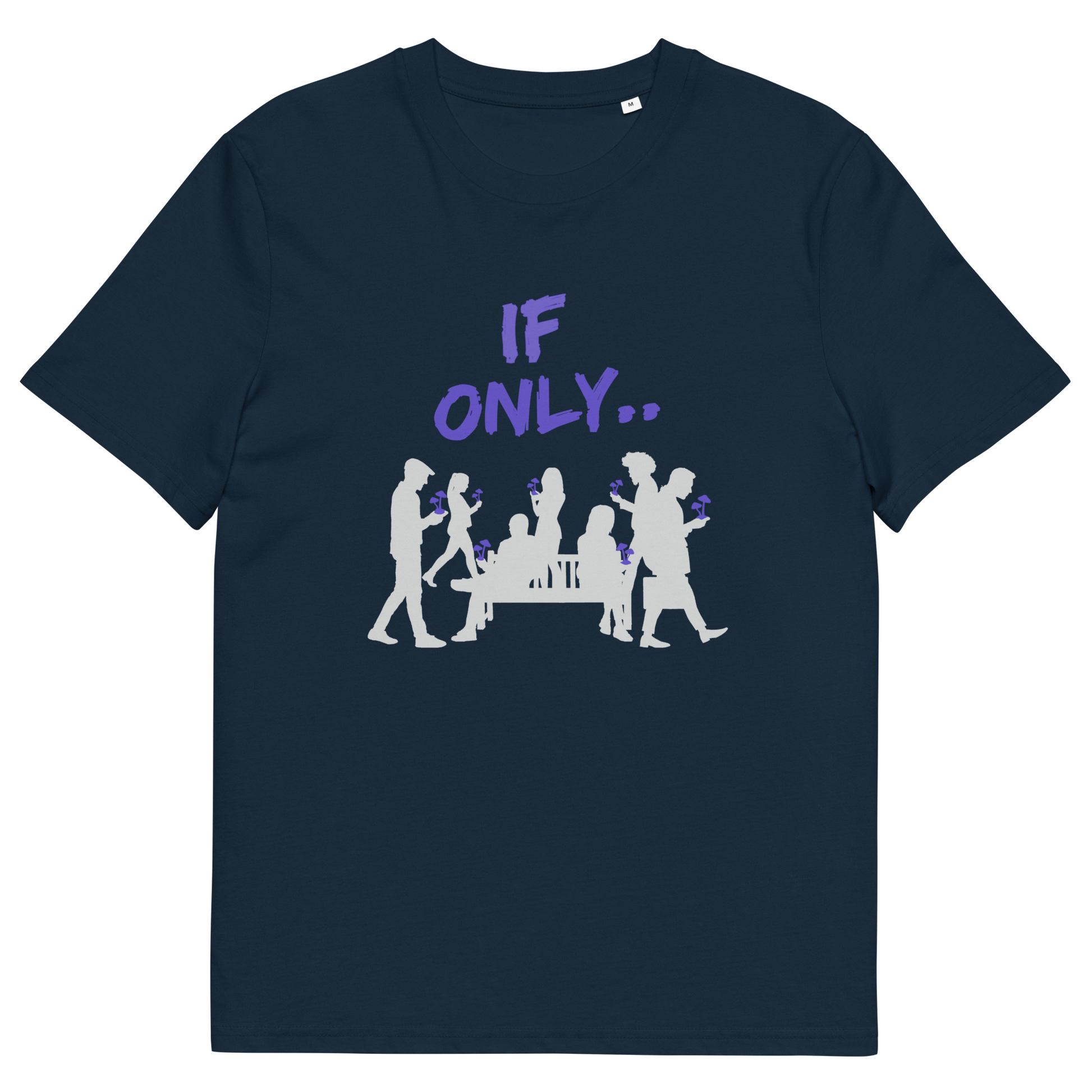 French navy t shirt. An anti mobile phone abuse t shirt in a stencil graffiti art design. Wouldn't it be a better world if people had something more mind expanding to be obsessed with other than a mobile phone. Made from 100% organic ring-spun cotton, this anti mobile phone abuse t shirt is unisex, high-quality, super comfy, and best of all, eco-friendly.