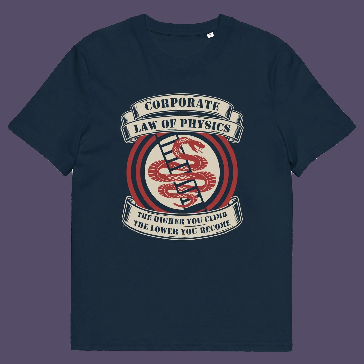 French navy t shirt. A satirical anti corporate t shirt depicting big business as heartless and lacking in morality. In the ever increasing cut throat environment of corporate business it appears that the less integrity you have the more successful you will be. Made from 100% organic ring-spun cotton, this broken society t shirt is unisex, high quality, super comfy, and best of all, eco-friendly.