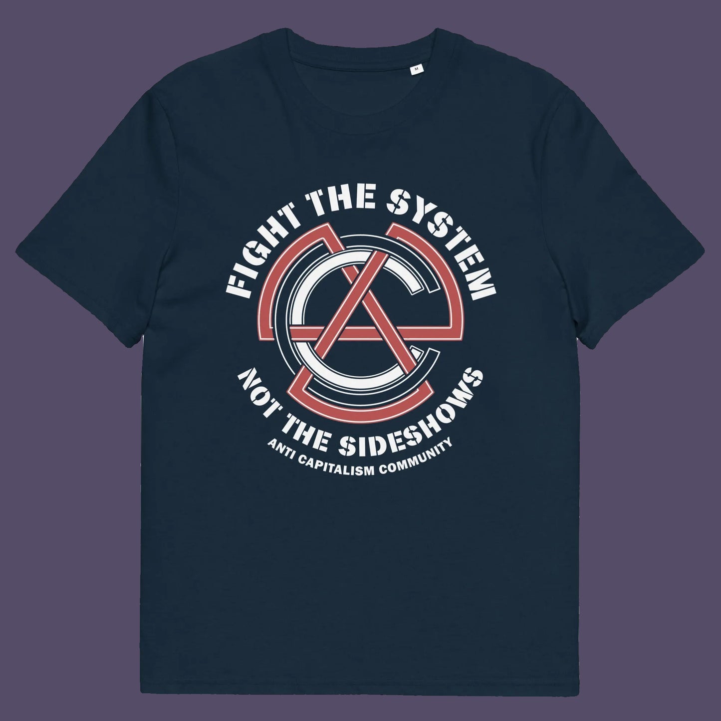 French navy t shirt. This anti establishment t shirt speaks out against capitalism and warns not to be side tracked by the individual problems created by the overall system. Capitalism is responsible for so many of societies problems, do not accept it. Join our community and be proud to wear the shirt. Made from 100% organic ring-spun cotton, this anti capitalist t shirt is unisex, high-quality, super comfy, and best of all, eco-friendly.