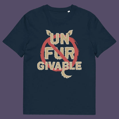 French navy t shirt. This animal rights t shirt is anti fur and suggests the wearing of fur as unforgivable. Show your support against an unnecessary industry that promotes suffering and slaughter. Made from 100% organic ring-spun cotton, these animal activist t shirts are unisex, high-quality, super comfy, and best of all, eco-friendly.