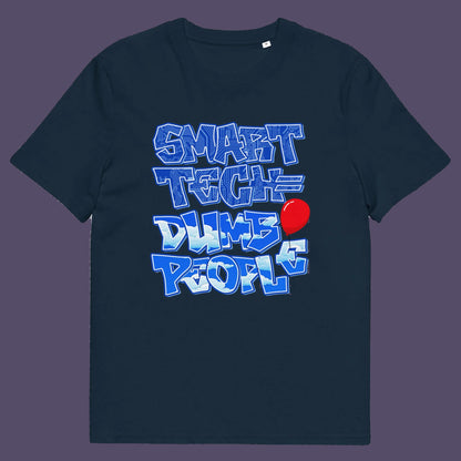 French navy t shirt. This anti ai t shirt design suggests that the smarter the technology gets the dumber the people become. This contemporary design is ideal if you like t shirts for intellectuals and would rather exercise your mind than rely on machinery to do your thinking for you. Made from 100% organic ring-spun cotton, this non conformist t shirt is unisex, high-quality, super comfy, and best of all, eco-friendly.