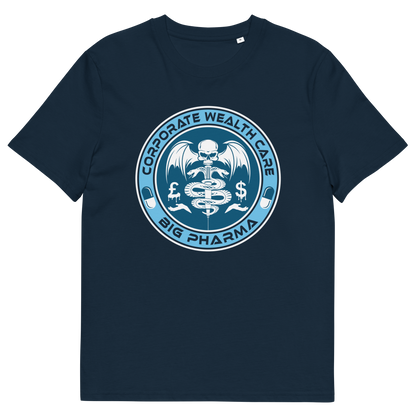 French navy t shirt. This anti drugs t shirt suggests our health is not more important than money. A very satirical view questioning the effects of capitalism on the health care pharmaceutical industry. If you think it's corporate wealth care over public health care, help create social awareness with this anti drugs design, Made from 100% organic ring-spun cotton, this counter culture t shirt is unisex, high quality, super comfy, and best of all, eco-friendly.