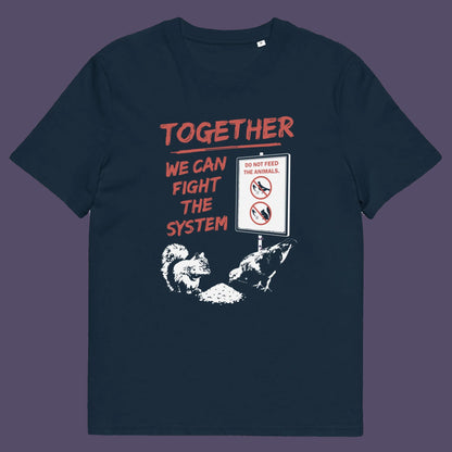 French navy t shirt. This counter culture t shirt designs calls on all peoples of different persuasions to come together and fight the common enemy. The capitalism system that we live under is only geared to benefit the rich and places monetary profit above people. Show your social awareness with this graffiti art t shirt design. Made from 100% organic ring-spun cotton, this anti capitalism t shirt is unisex, high-quality, super comfy, and best of all, eco-friendly.
