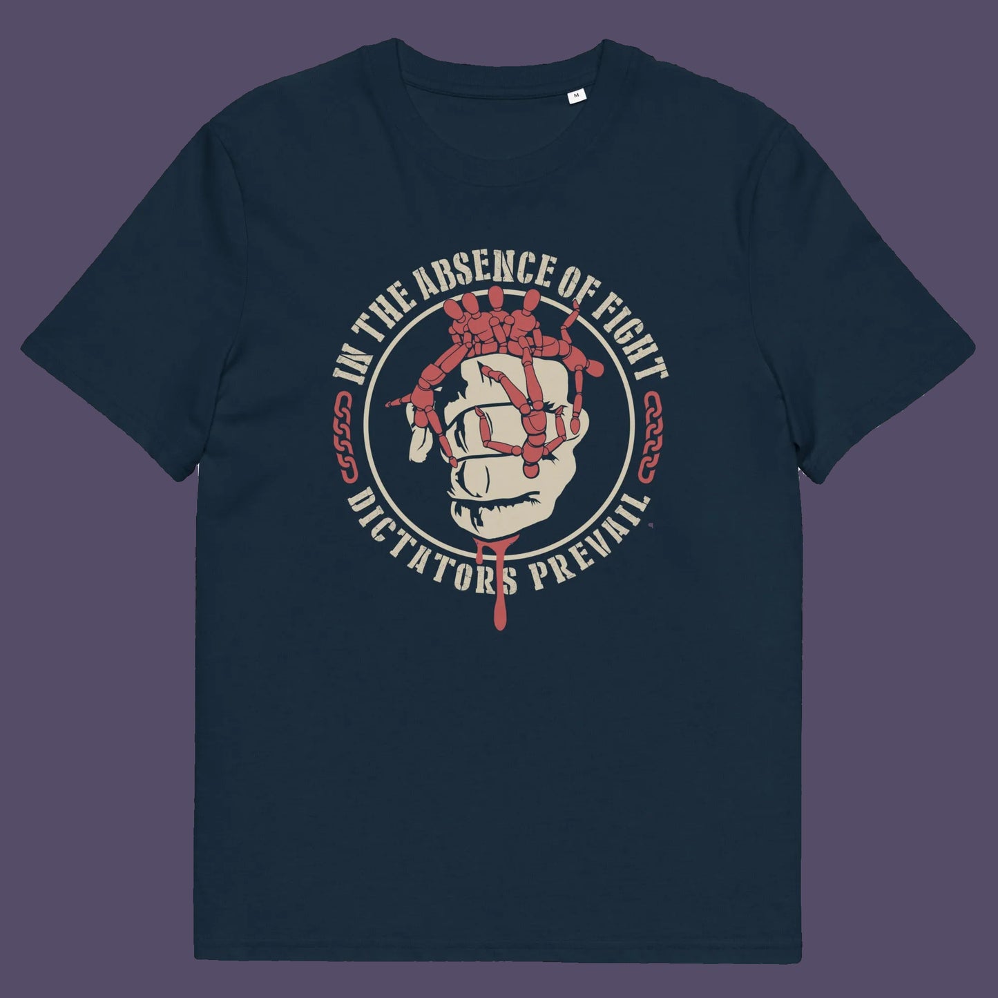 French navy t shirt. This social issues t shirt plays on the saying 'In the absence of light, darkness prevails' with a political message encouraging people to put their apathy and denial aside and fight for their rights before they are taken advantage of. Made from 100% organic ring-spun cotton, this human rights t shirt is unisex, high-quality, super comfy, and best of all, eco-friendly.