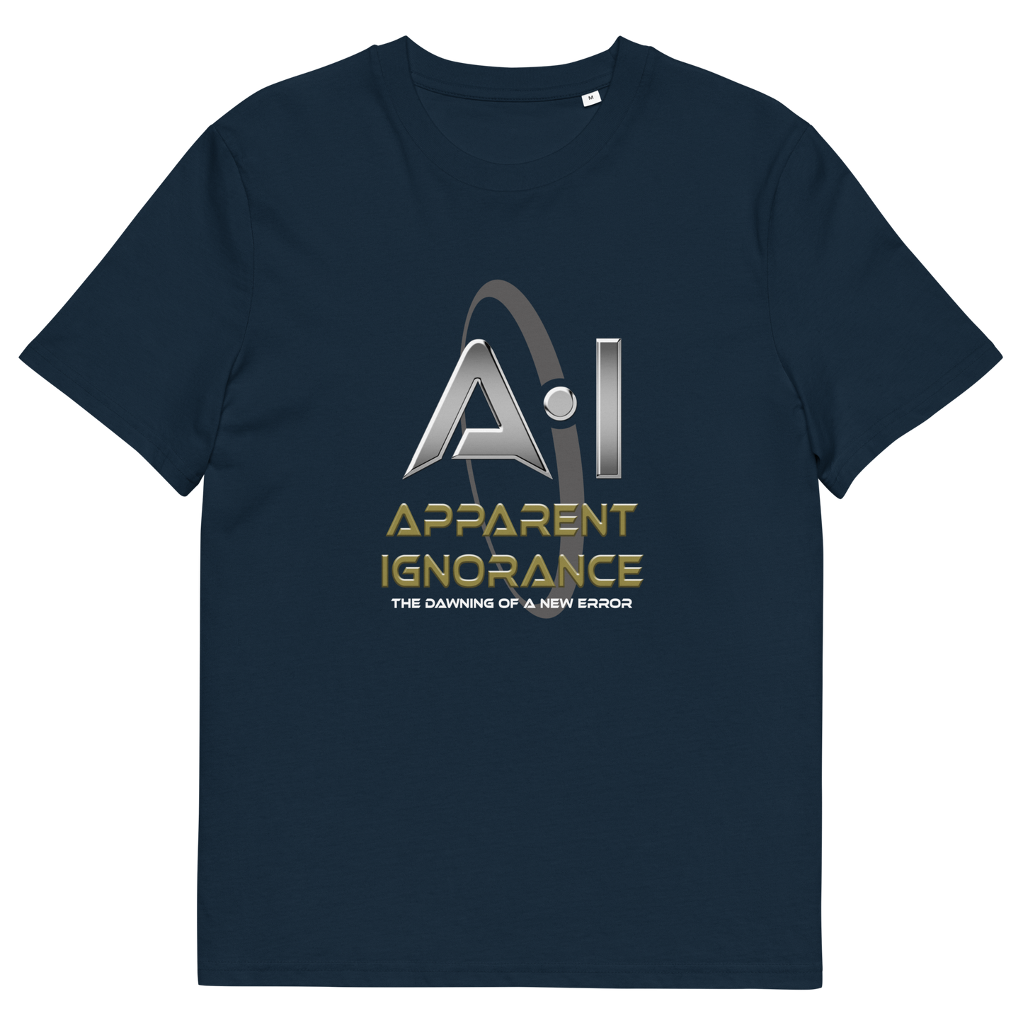 French navy t shirt. This anti AI t shirt design questions the effects of A.I on our society and suggests we are ignoring it's full effects. Whether you are concerned about technology taking people's jobs or worried about AI doing our thinking for us, encourage social awareness of the effects of technology with this unique anti AI t shirt. Made from 100% organic ring-spun cotton, this counter culture t shirt is unisex, high quality, super comfy, and best of all, eco-friendly.