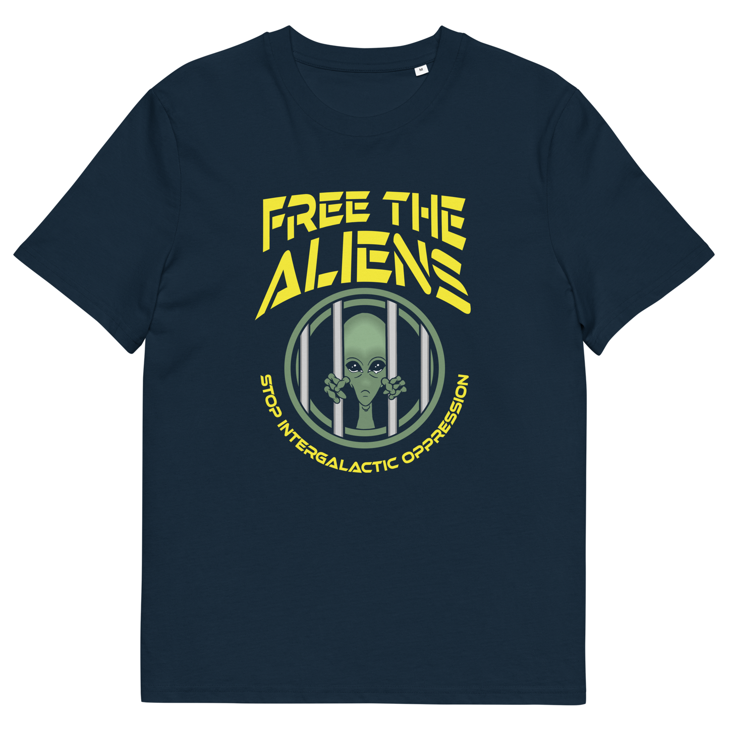 French navy t shirt. This funny alien t shirt alludes to there being more than just UFO crashes that we are not being told about. With all these alien sightings they must detaining them somewhere ! Made from 100% organic ring-spun cotton, this conspiracy theory t shirt is unisex, high-quality, super comfy, and best of all, eco-friendly.