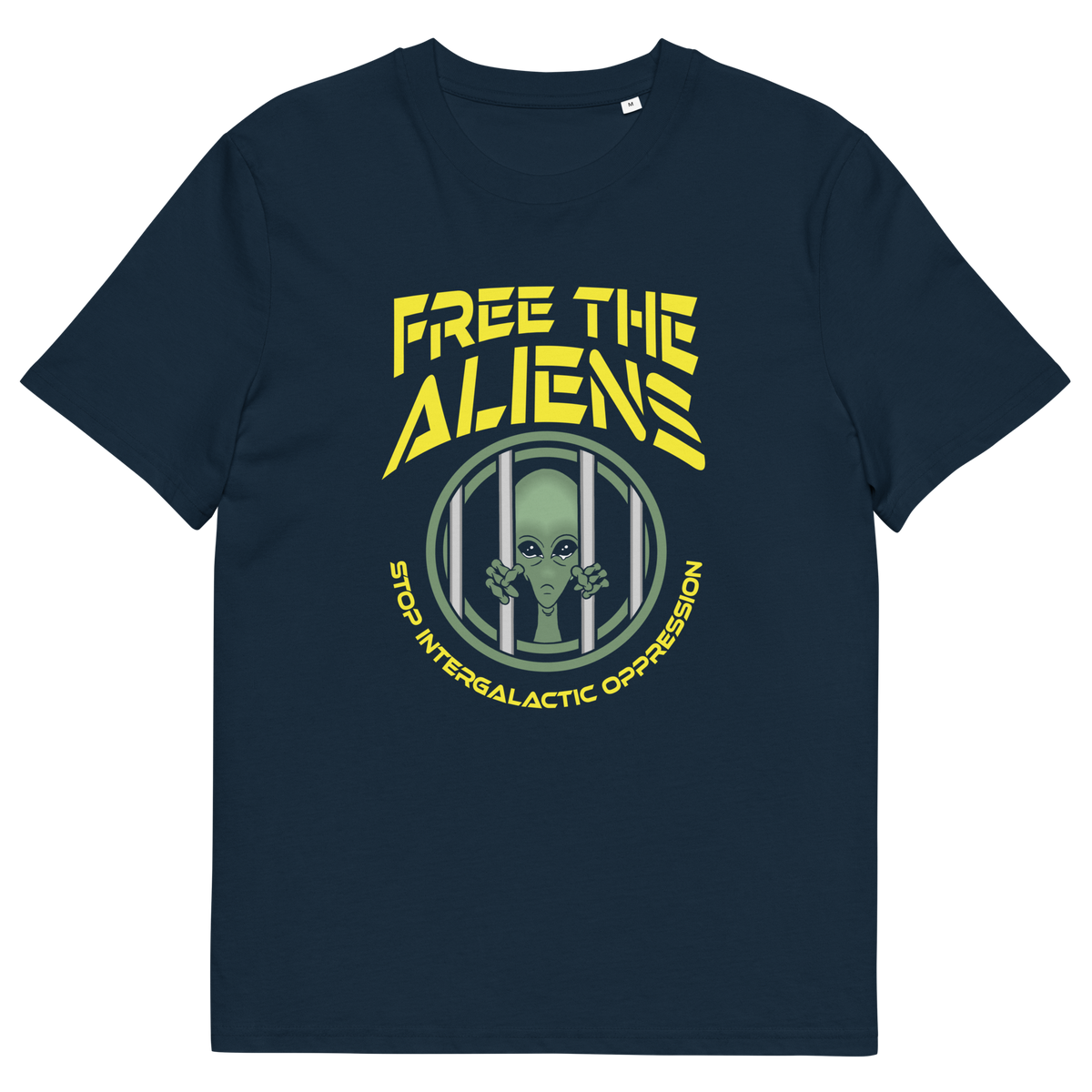 French navy t shirt. This funny alien t shirt alludes to there being more than just UFO crashes that we are not being told about. With all these alien sightings they must detaining them somewhere ! Made from 100% organic ring-spun cotton, this conspiracy theory t shirt is unisex, high-quality, super comfy, and best of all, eco-friendly.