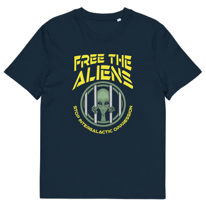 French navy t shirt. This funny alien t shirt alludes to there being more than just UFO crashes that we are not being told about. With all these alien sightings they must detaining them somewhere ! Made from 100% organic ring-spun cotton, this conspiracy theory t shirt is unisex, high-quality, super comfy, and best of all, eco-friendly.