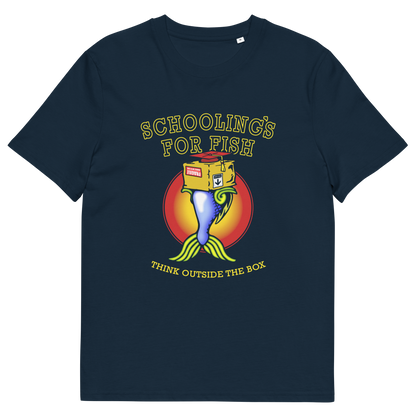 French navy t shirt. This alternative education non conformist t shirt design conveys a feeling that we are not quite being taught the full picture by our educational system. Great choice for any disgruntled student. Made from 100% organic ring-spun cotton, this witty counter culture t shirt is unisex, high-quality, super comfy, and best of all, eco-friendly.