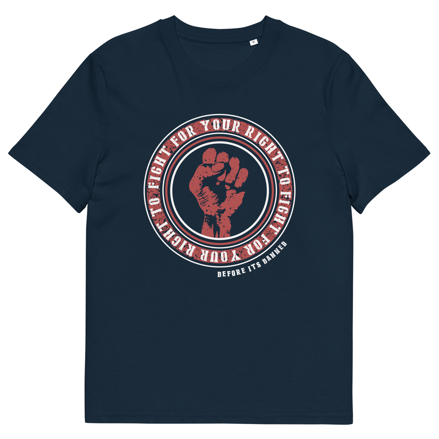 French navy t shirt. A civil rights t shirt reminding us not to take our freedom for granted. Fight for your right to demonstrate before it's made illegal. Made from 100% organic ring-spun cotton, this anti establishment t shirt is unisex, high-quality, super comfy, and best of all, eco-friendly.
