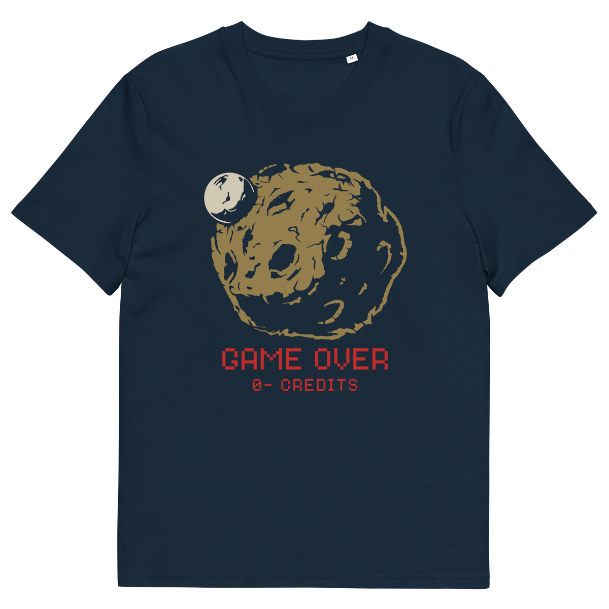 French navy T-shirt with a dead planet design and "GAME OVER" text.