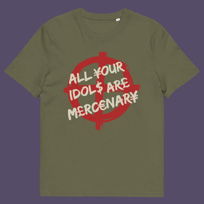 Khaki t shirt. This broken society t shirt shows the dark side of capitalism. Why are we looking up to people that put money before integrity, what is it we admire, their bank accounts ? Are there any products that celebrities or sports personalities wouldn't sell ? Made from 100% organic ring-spun cotton, this anti capitalism t shirt is unisex, high-quality, super comfy, and best of all, eco-friendly.