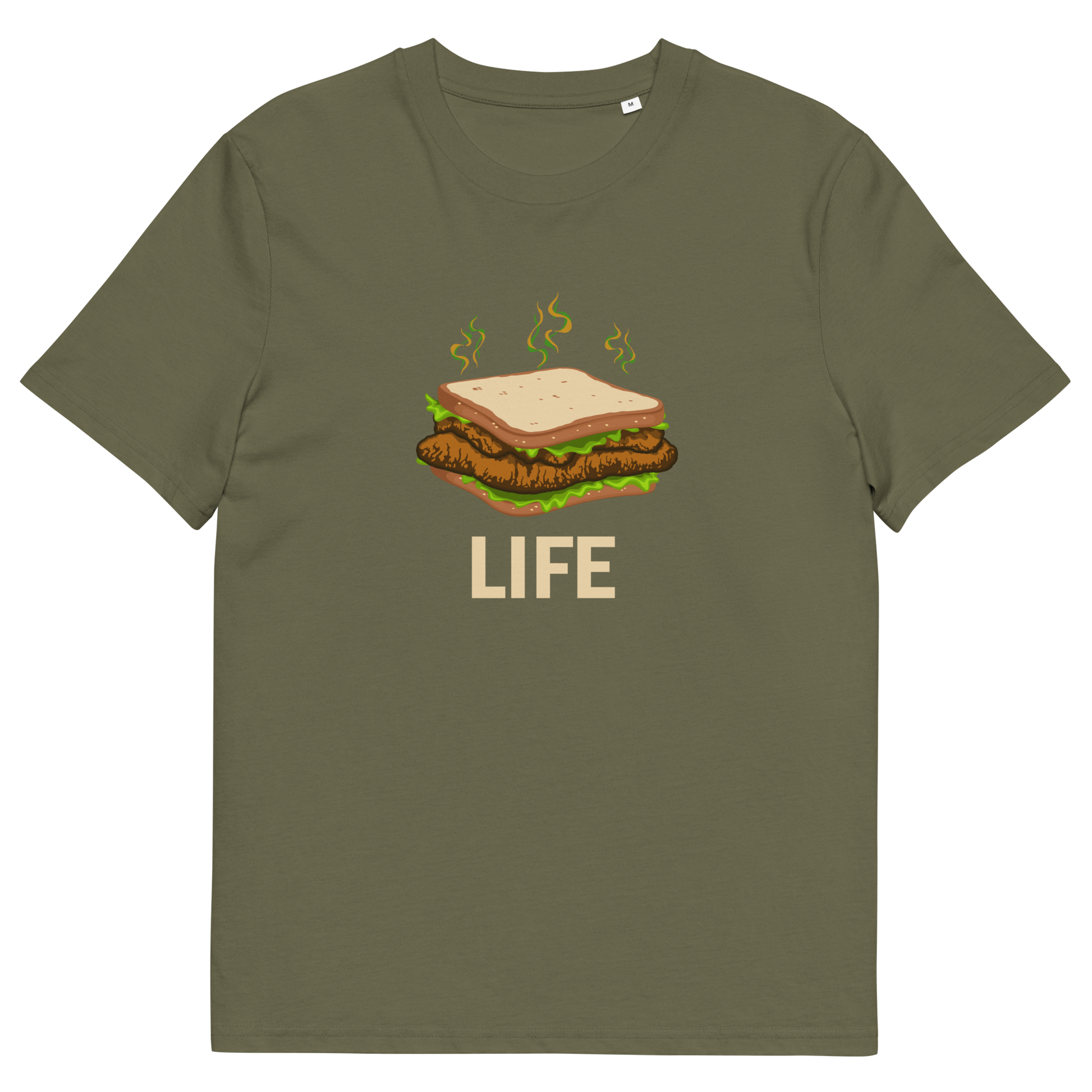 Khaki t shirt. This broken society t shirt is for the more pessimistic of urban art lovers. A funny design for those days when you feel that life is just a dog shit sandwich. Made from 100% organic ring-spun cotton, these social issues t shirts are unisex, high quality, super comfy, and best of all, eco-friendly.