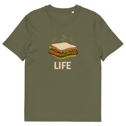 Khaki t shirt. This broken society t shirt is for the more pessimistic of urban art lovers. A funny design for those days when you feel that life is just a dog shit sandwich. Made from 100% organic ring-spun cotton, these social issues t shirts are unisex, high quality, super comfy, and best of all, eco-friendly.