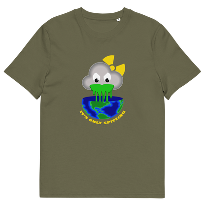 Khaki t shirt. A sarcastic save the environment t-shirt. We can pretend we're not having a climate crisis but we'll pay for it later. This unique design is a dig at actionless optimism. Made from 100% organic ring-spun cotton, this global warming t shirt design is unisex, high-quality, super comfy, and best of all, eco-friendly.