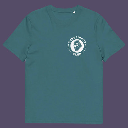 Stargazer t shirt front. A conspiracy theorist t shirt. These days there's a conspiracy theory for every occasion, join the club, expand your alternative imagination. Think outside the box. Underground art on apparel. Made from 100% organic ring-spun cotton, these conspiracy theory t shirts are unisex, high-quality, super comfy, and best of all, eco-friendly.