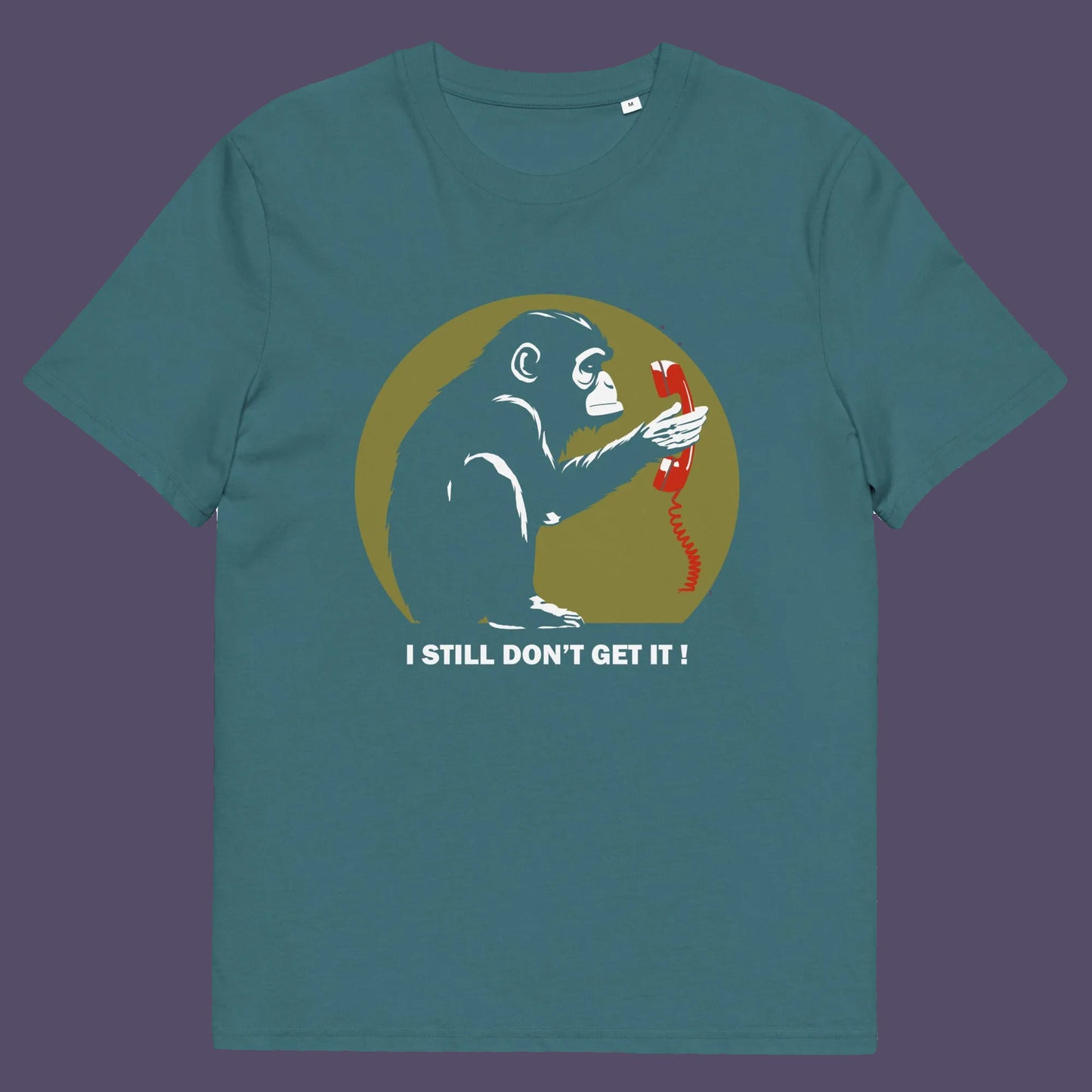 Stargazer t shirt This anti smart phone abuse t-shirt design highlights the human obsession with smart phones and how strange it must look to an ape. An outsiders view of a world glued to mobile phones. Made from 100% organic ring-spun cotton, this anti mobile phone abuse t-shirt is unisex, high-quality, super comfy, and best of all, eco-friendly.