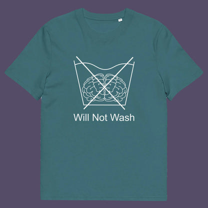Stargazer t shirt. A self worth t shirt promoting a strong mind and a resistance to brainwashing. this unique anti-establishment t-shirt design is a play on washing instructions and highlights the mass influence and indoctrination in modern society. Made from 100% organic ring-spun cotton, this clever slogan t shirt is unisex, high-quality, super comfy, and best of all, eco-friendly.