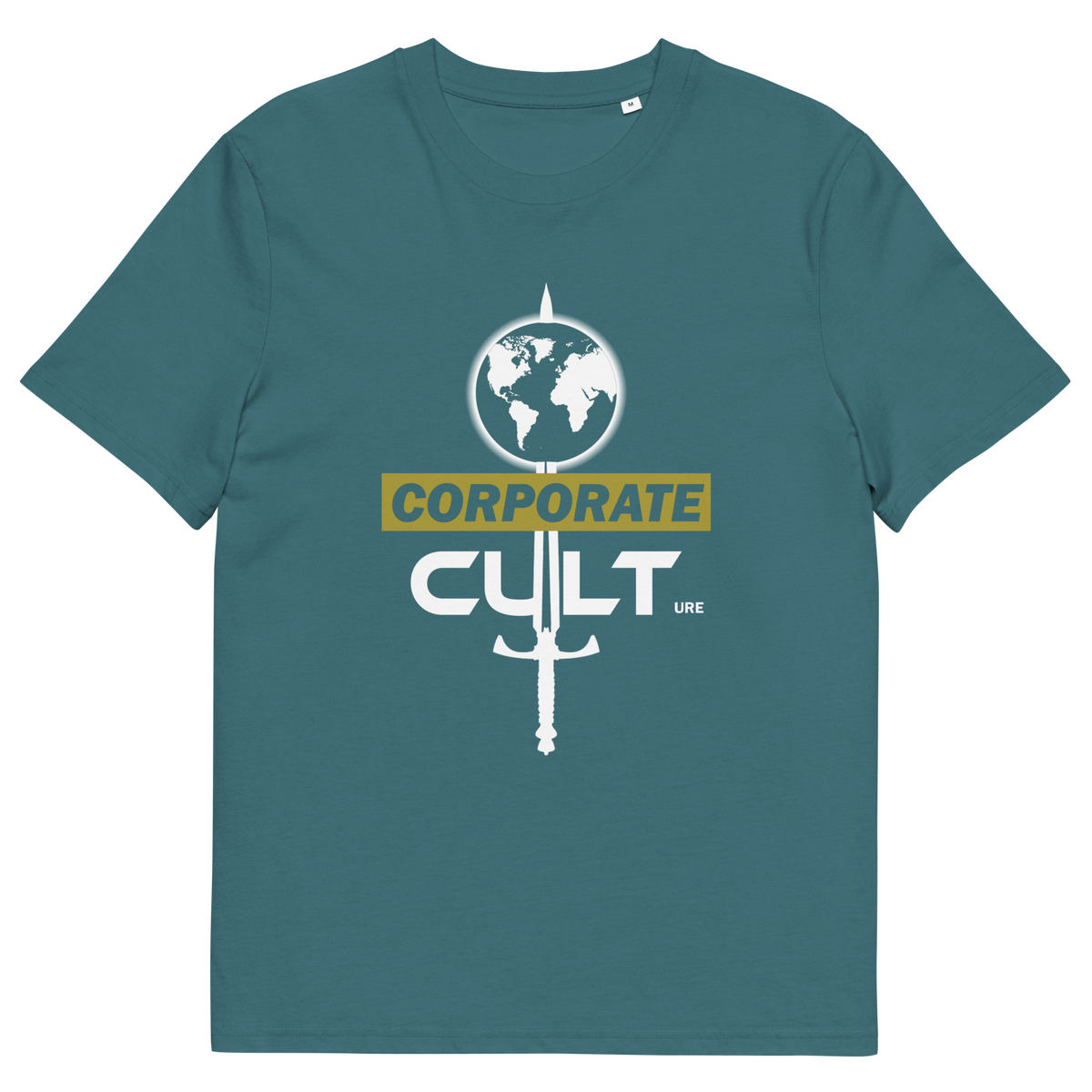 Stargazer blue T-shirt with "CORPORATE CULTure" text.
