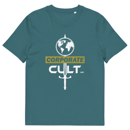 Stargazer blue T-shirt with "CORPORATE CULTure" text.