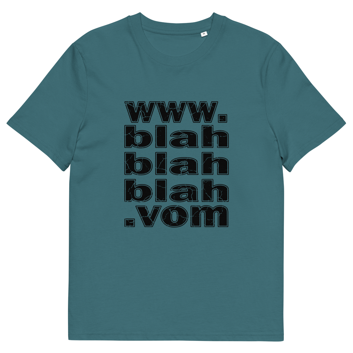 Stargazer blue t-shirt with "www.blahblahblah.vom" text design.