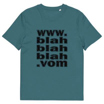 Stargazer blue t-shirt with "www.blahblahblah.vom" text design.