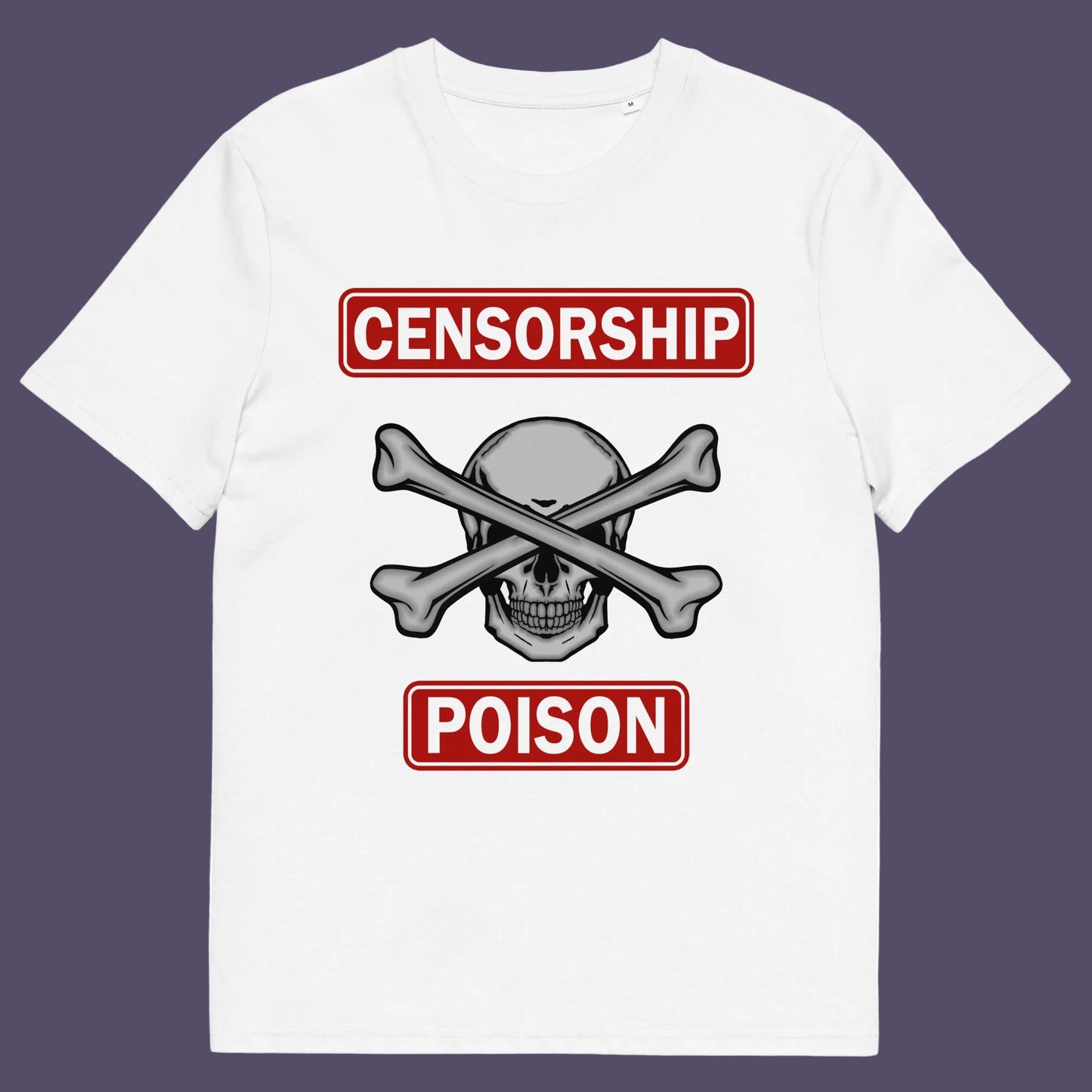 White t shirt. A civil rights t shirt for free thinking liberal minded advocates of transparency. This stencil art design is for freedom of speech lovers who believe no good can come of censorship. Made from 100% organic ring-spun cotton, this no censorship t shirt is unisex, high-quality, super comfy, and best of all, eco-friendly.