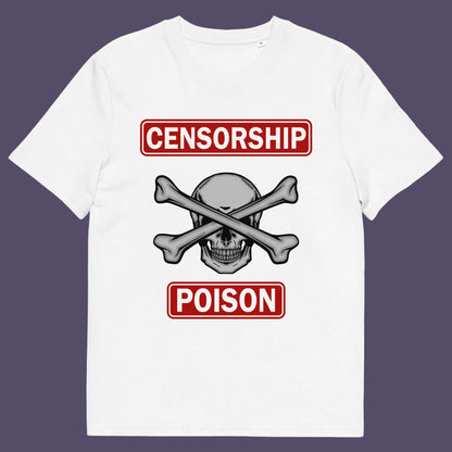 White t shirt. A civil rights t shirt for free thinking liberal minded advocates of transparency. This stencil art design is for freedom of speech lovers who believe no good can come of censorship. Made from 100% organic ring-spun cotton, this no censorship t shirt is unisex, high-quality, super comfy, and best of all, eco-friendly.