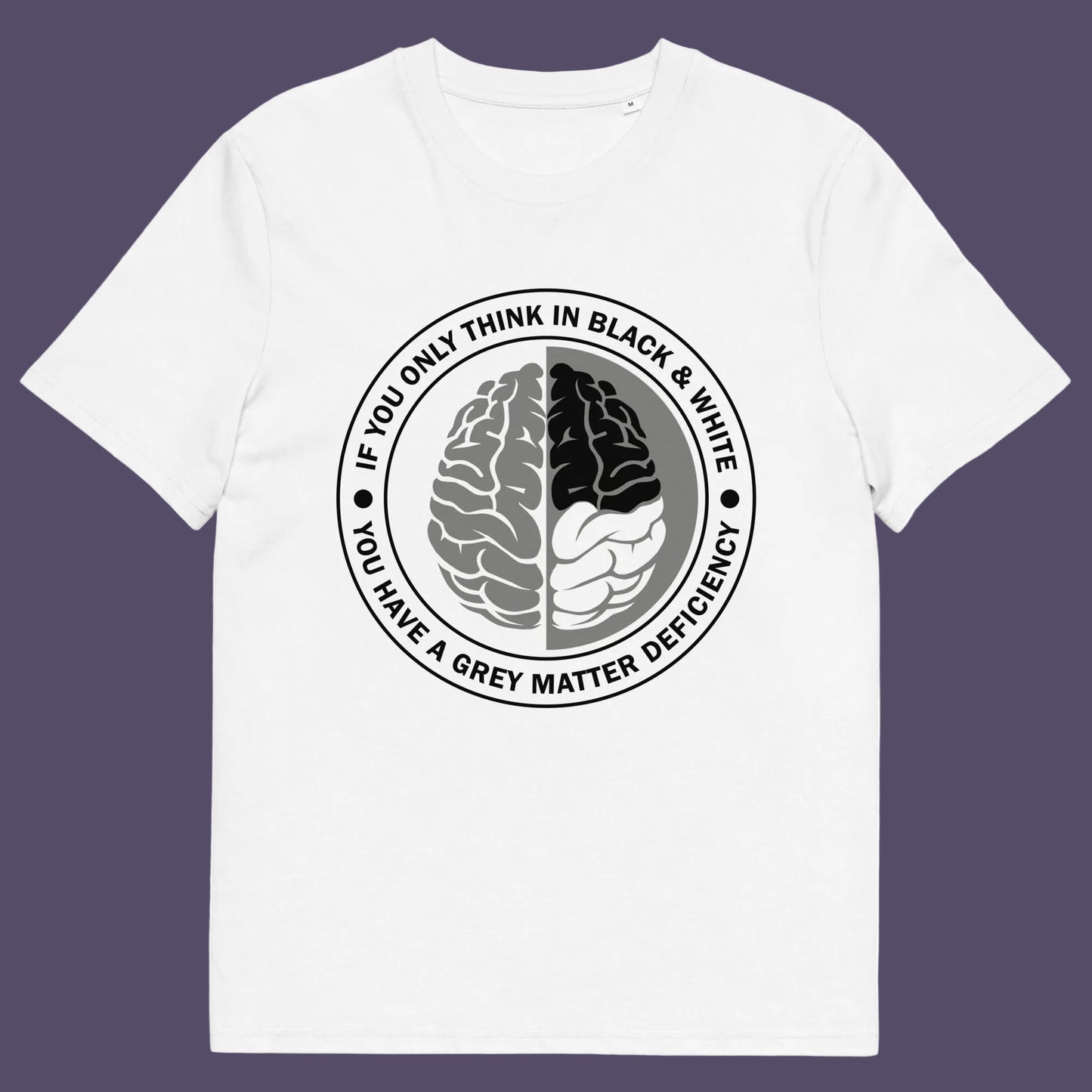 White t shirt. A stencil art t shirt design. It would be so easy if life was black and white, but it's the grey area where all the thinking and personal growth is done. A philosophy t shirt design for people who see the detail and can think outside the box. Made from 100% organic ring-spun cotton, this social awareness t shirt is unisex, high-quality, super comfy, and best of all, eco-friendly.
