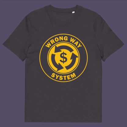 A street sign reminder that it's possibly not been the best idea to build our society around money, Made from 100% organic ring-spun cotton, this unisex t-shirt is a total must-have. It's high-quality, super comfy, and best of all—eco-friendly.