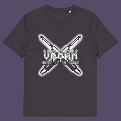 Vegans ! be proud of your skills by wearing this tribute to the number one choice weapon of a planet lover. Made from 100% organic ring-spun cotton, this unisex t-shirt is a total must-have. It's high-quality, super comfy, and best of all—eco-friendly.