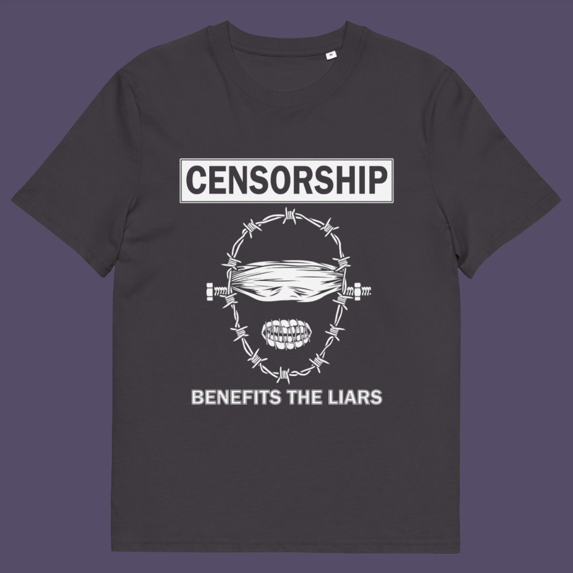 Lies and censorship go hand in hand as tools of control and manipulation. Made from 100% organic ring-spun cotton, this unisex t-shirt is a total must-have. It's high-quality, super comfy, and best of all—eco-friendly.