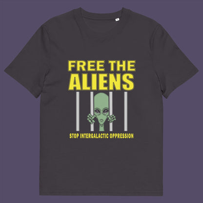 With all these alien sightings they must detaining them somewhere ! Made from 100% organic ring-spun cotton, this unisex t-shirt is a total must-have. It's high-quality, super comfy, and best of all—eco-friendly.