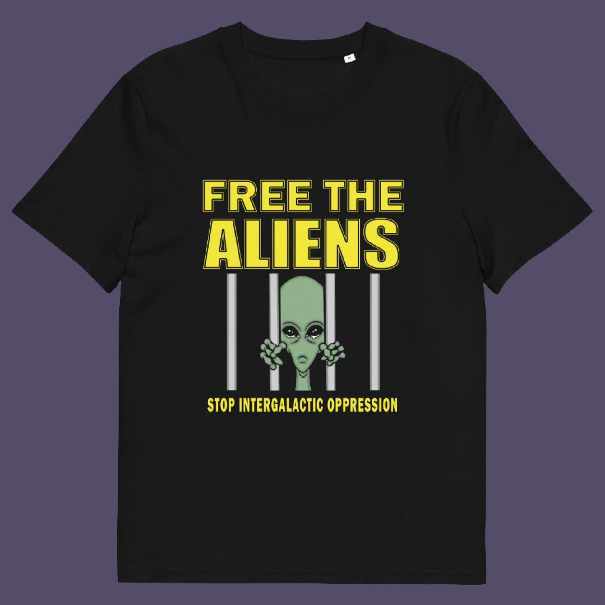 With all these alien sightings they must detaining them somewhere ! Made from 100% organic ring-spun cotton, this unisex t-shirt is a total must-have. It's high-quality, super comfy, and best of all—eco-friendly.