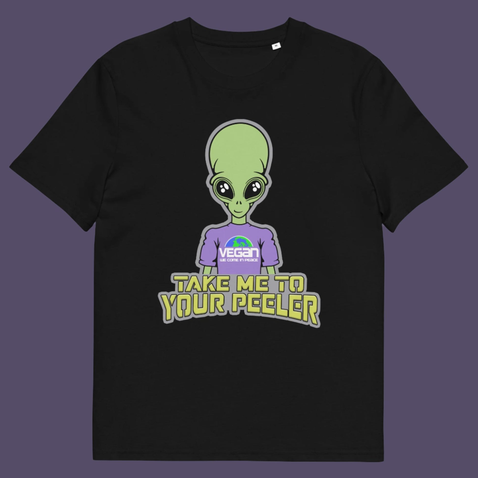 A design for anyone that thinks Aliens must be vegans otherwise they would have been farming us for years. Made from 100% organic ring-spun cotton, this unisex t-shirt is a total must-have. It's high-quality, super comfy, and best of all—eco-friendly. 