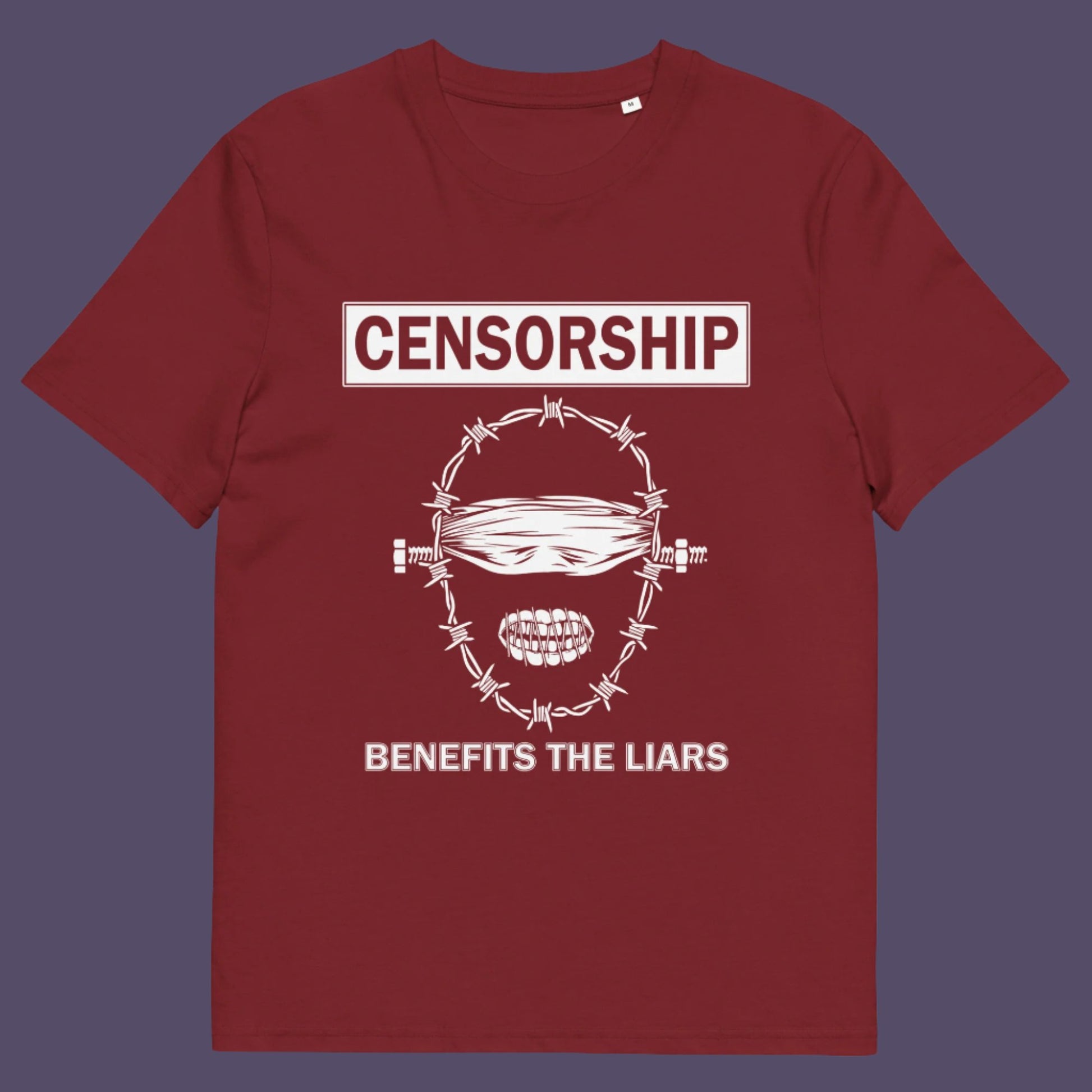 Lies and censorship go hand in hand as tools of control and manipulation. Made from 100% organic ring-spun cotton, this unisex t-shirt is a total must-have. It's high-quality, super comfy, and best of all—eco-friendly.