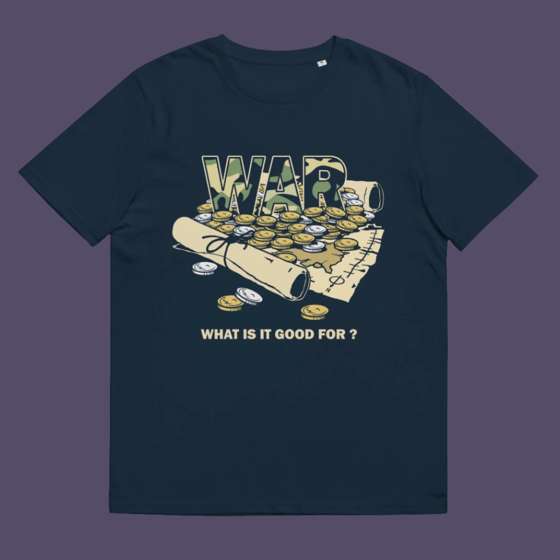 We know what it's good for, money and dodgy contracts. One of capitalisms greatest achievements. The business of War. Made from 100% organic ring-spun cotton, this unisex t-shirt is a total must-have. It's high-quality, super comfy, and best of all—eco-friendly.