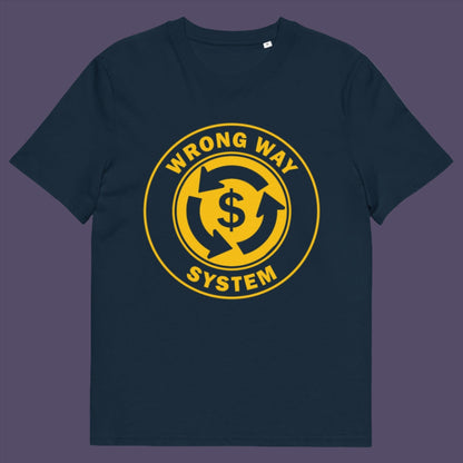 A street sign reminder that it's possibly not been the best idea to build our society around money, Made from 100% organic ring-spun cotton, this unisex t-shirt is a total must-have. It's high-quality, super comfy, and best of all—eco-friendly.