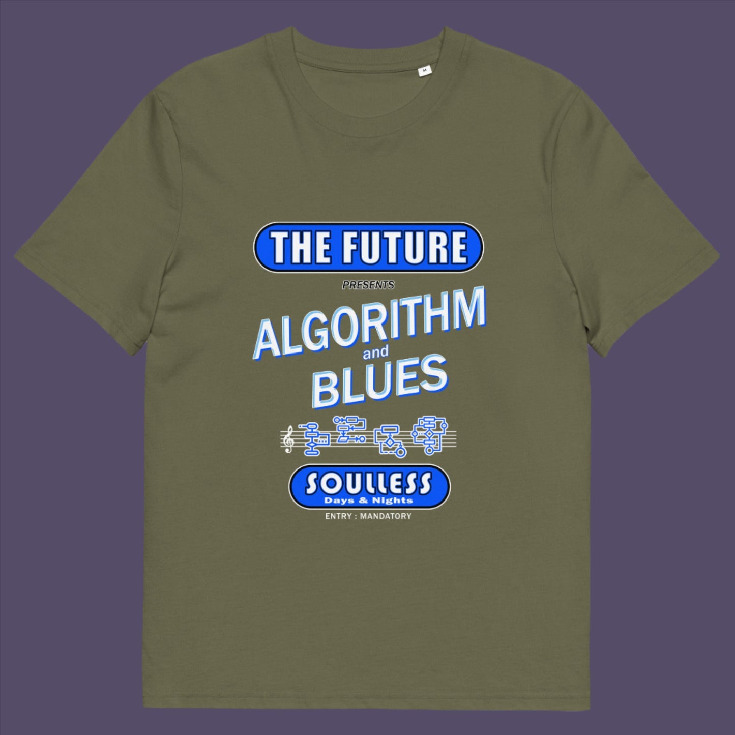 This design is a play on an old music poster and a joke of what the future may hold in a world that is decided on algorithms  Made from 100% organic ring-spun cotton, this unisex t-shirt is a total must-have. It's high-quality, super comfy, and best of all—eco-friendly.