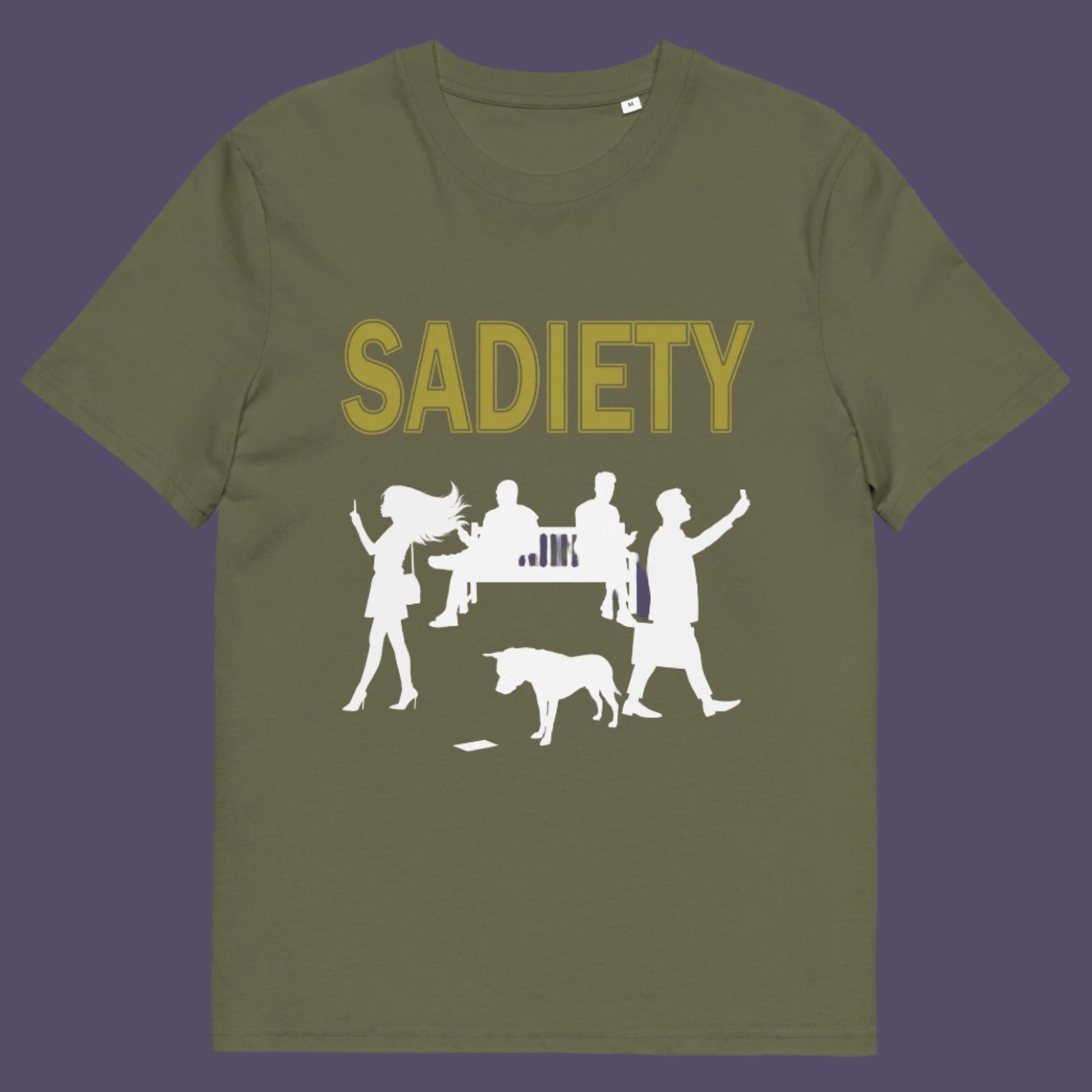 The mobile phone has made people in close proximity seem miles apart. It's not a society, it's sadiety. Made from 100% organic ring-spun cotton, this unisex t-shirt is a total must-have. It's high-quality, super comfy, and best of all—eco-friendly.