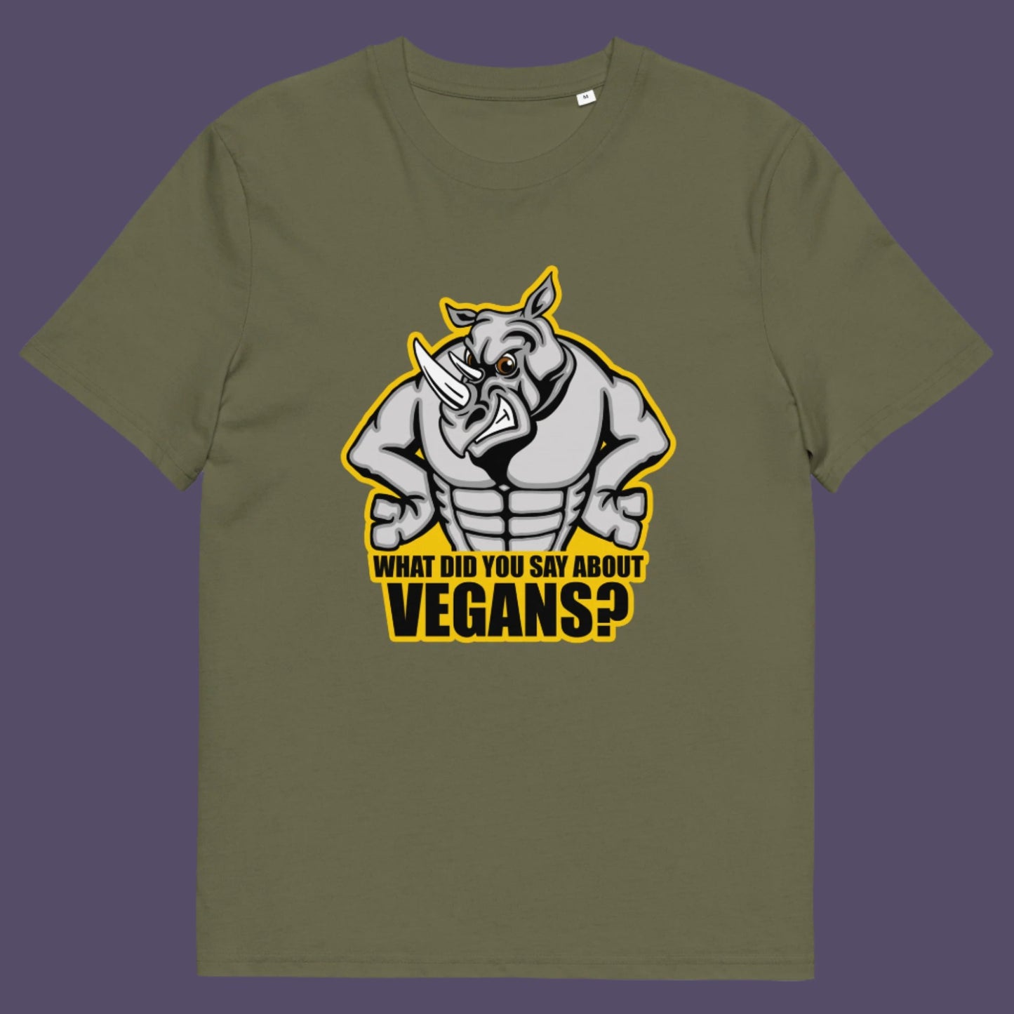 What did you say about Vegans ? There is a misconception that most vegans are skinny or unhealthy. Made from 100% organic ring-spun cotton, this unisex t-shirt is a total must-have. It's high-quality, super comfy, and best of all—eco-friendly.