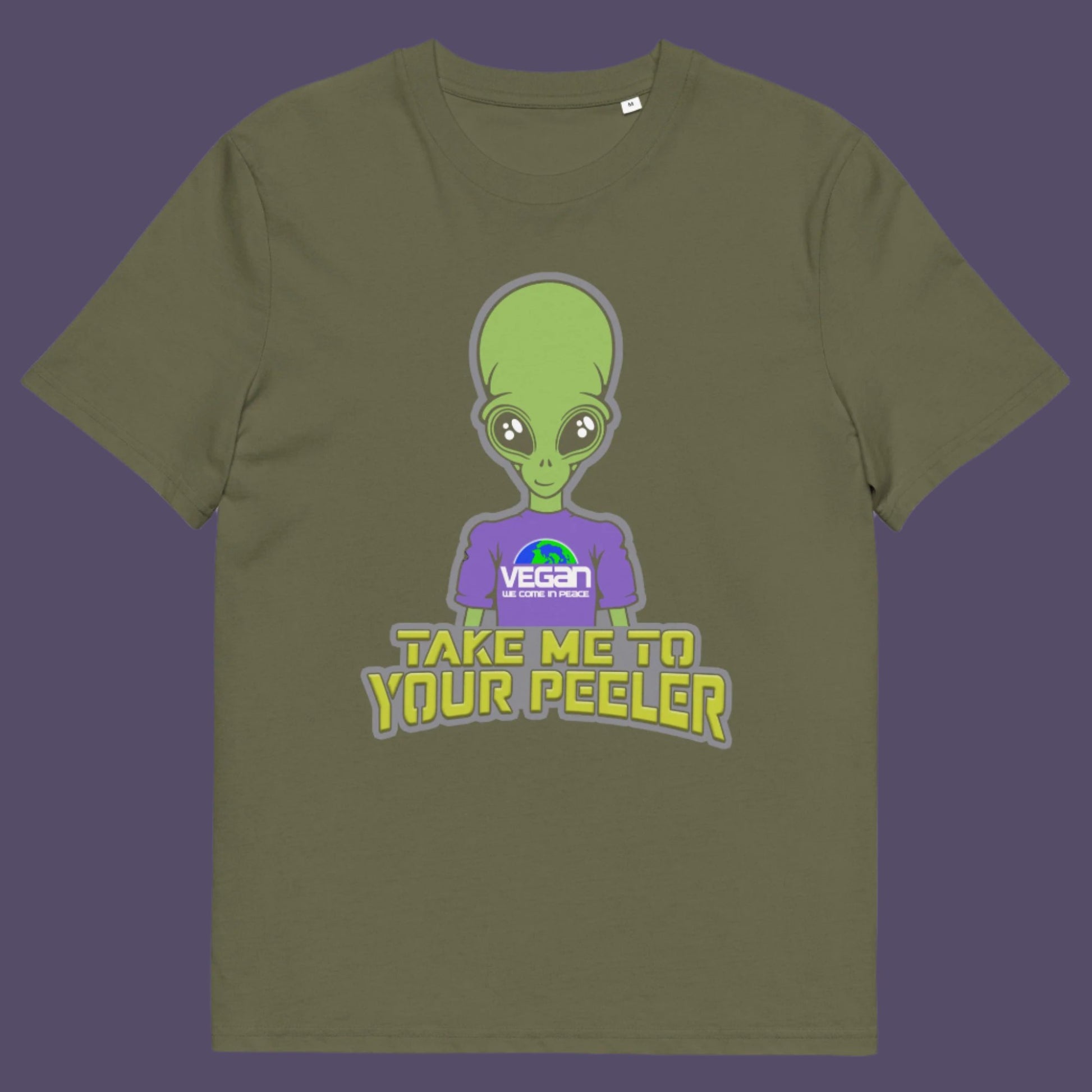 A design for anyone that thinks Aliens must be vegans otherwise they would have been farming us for years. Made from 100% organic ring-spun cotton, this unisex t-shirt is a total must-have. It's high-quality, super comfy, and best of all—eco-friendly. 