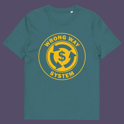 A street sign reminder that it's possibly not been the best idea to build our society around money, Made from 100% organic ring-spun cotton, this unisex t-shirt is a total must-have. It's high-quality, super comfy, and best of all—eco-friendly.