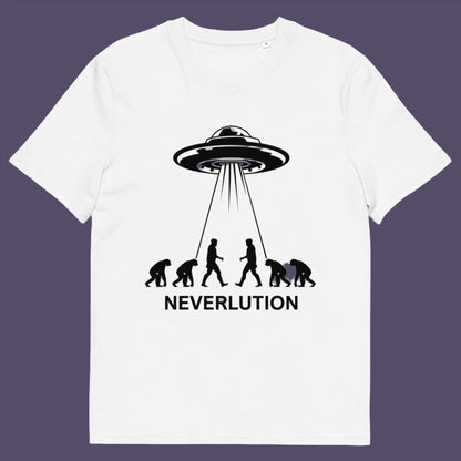 Did evolution never really happen the way we are told and is there a more intergalactic and colourful answer ? Made from 100% organic ring-spun cotton, this unisex t-shirt is a total must-have. It's high-quality, super comfy, and best of all—eco-friendly.