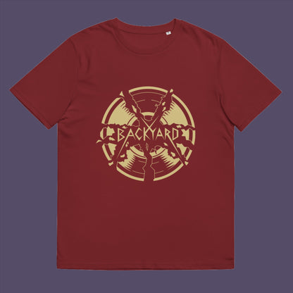 Burgundy t-shirt. A unique Backyard t-shirt. If you were there, you were there. If you know, you know and if you remember it you are lucky !! Eco friendly t shirt. Made from 100% organic ring-spun cotton, this nostalgic t-shirt is unisex, high-quality, super comfy, and best of all, eco-friendly.